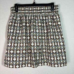 Club Monaco Multi-Color Silk Lined Geometric Print Mini Skirt Womens Size Medium